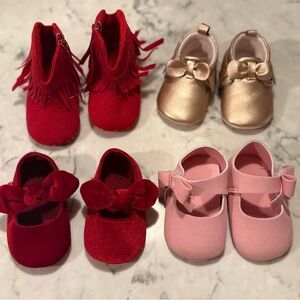 Stylish Kids Shoes Set - Red, Pink, and Gold